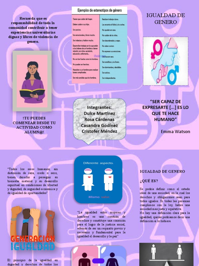Triptico | PDF | Estudios de género | Igualdad de género