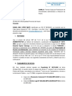 Queja Por Defecto de Tramitación - Señor Mazu Mas Cargo de Solicitud