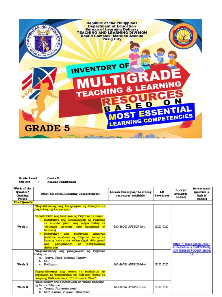 Melc Grade 5 PDF