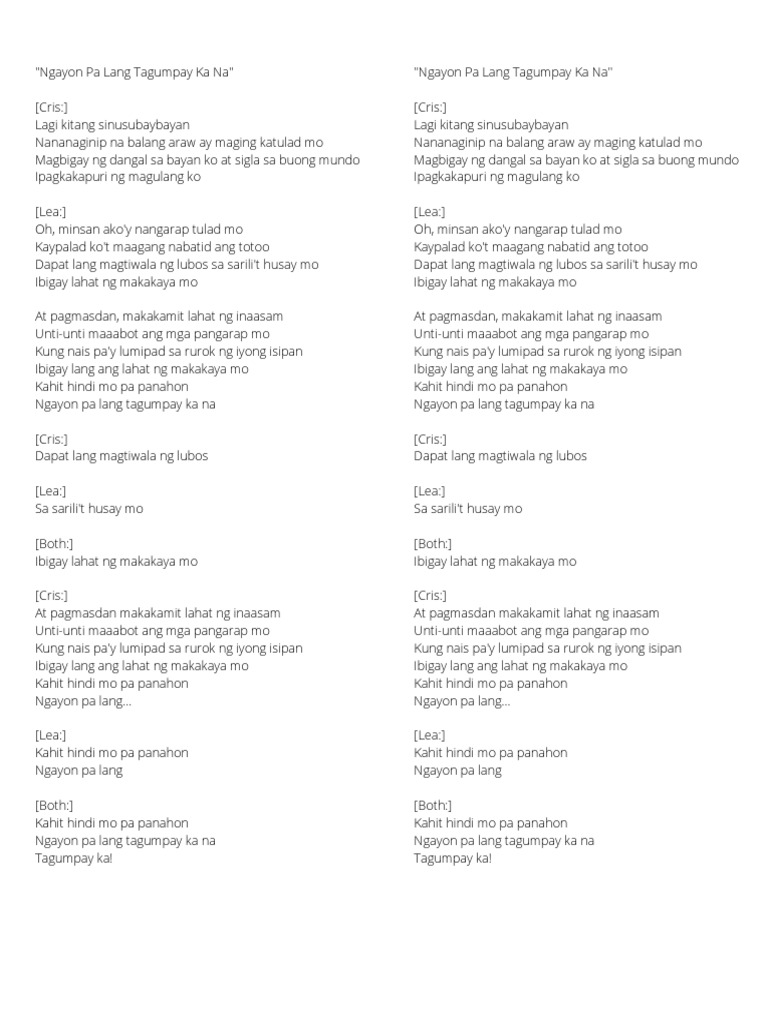 Ngayon Pa Lang Tagumpay Ka Na [Cris] Lagi kitang sinusubaybayan