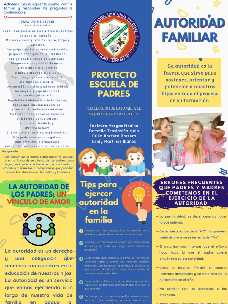 Folleto Escuela de Padres - Autoridad Familiar | PDF | Familia