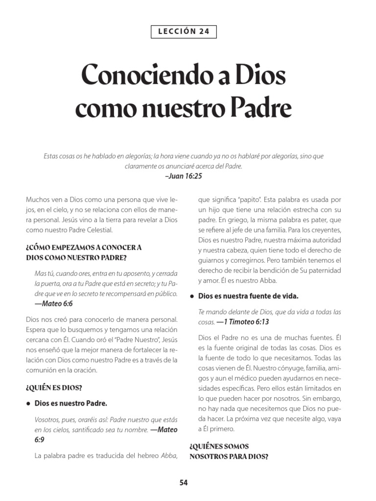 Conociendo a Dios como Padre Celestial | PDF | Amor | orador del Señor