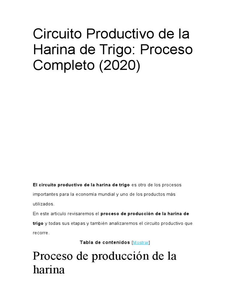 Circuito Productivo de La Harina de Trigo | PDF | Trigo | Molino (molienda)