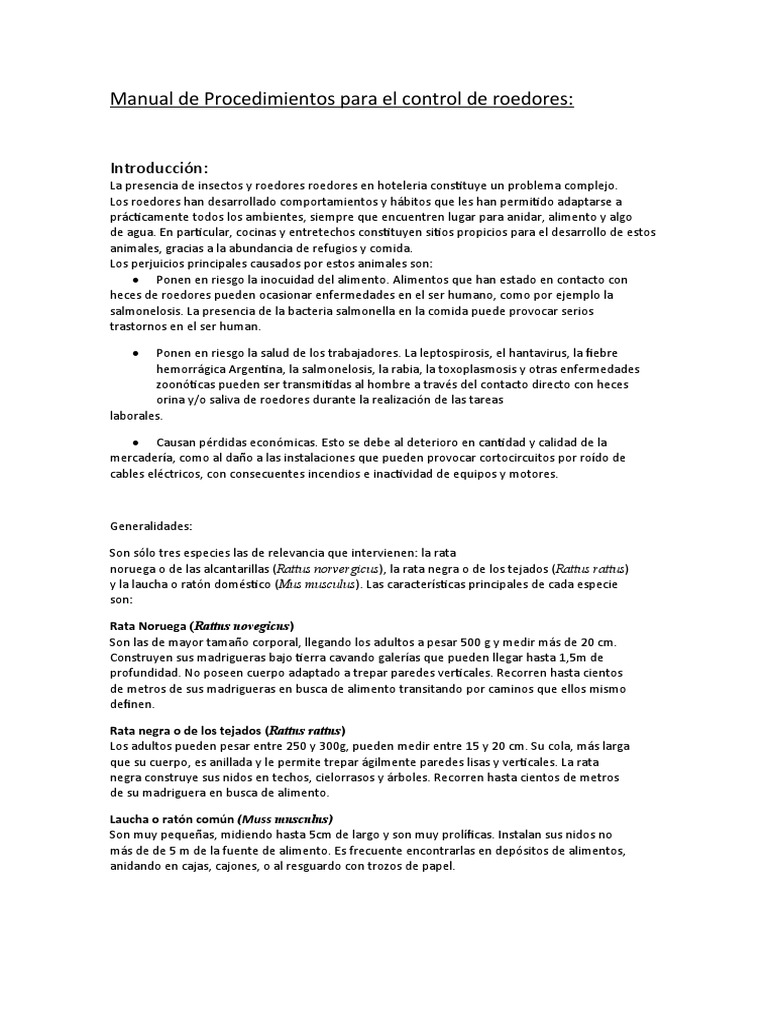 Control de Roedores en Hotelería | PDF | Roedor | Control de plagas