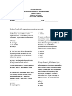 Evaluación acumulativa de Ciencias Naturales y Educación Ambiental del Colegio Arco Iris