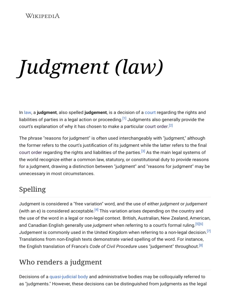 Court ruling definition under 40 chars PDF Judgment (Law) Default