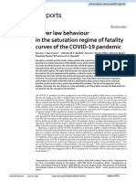 Power Law Behaviour in The Saturation Regime of Fatality Curves of The COVID 19 Pandemic