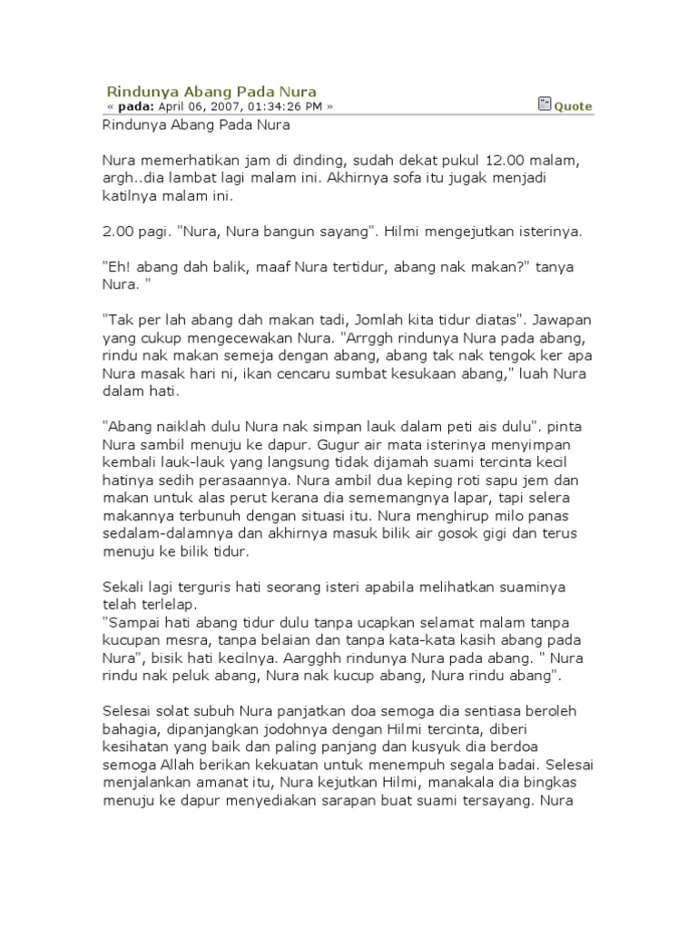 Rindunya Abang Pada Nura