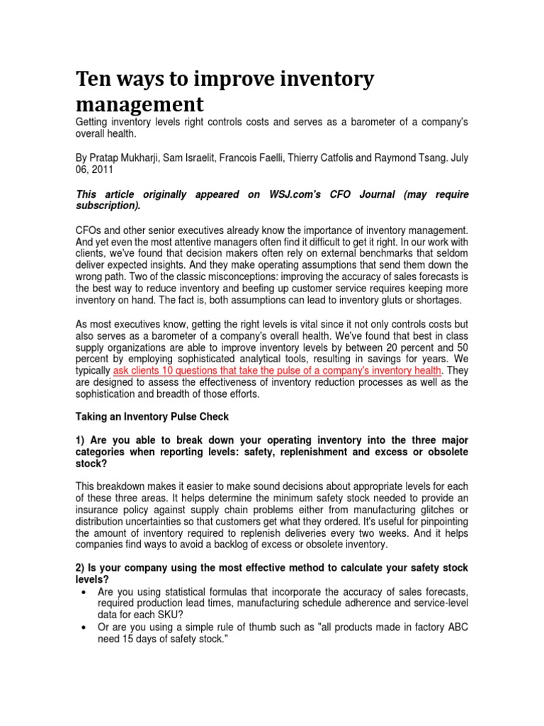 10 Ways For Inv MGMT PDF Inventory Business