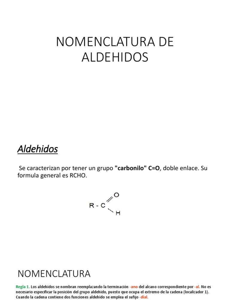 Nomenclatura de Aldehidos | PDF