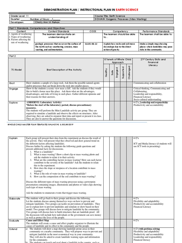 Earth Science Lesson Plan: Mass Wasting | PDF | Geology | Nature