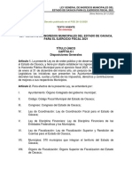 Ley Gral de Ingresos Municipales Del Estado de Oaxaca para El Ejercicio Fiscal 2021