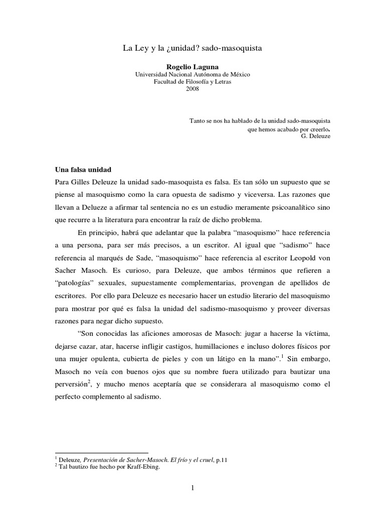 Deleuze sobre la diferencia entre el sadismo y el masoquismo una crítica literaria y política