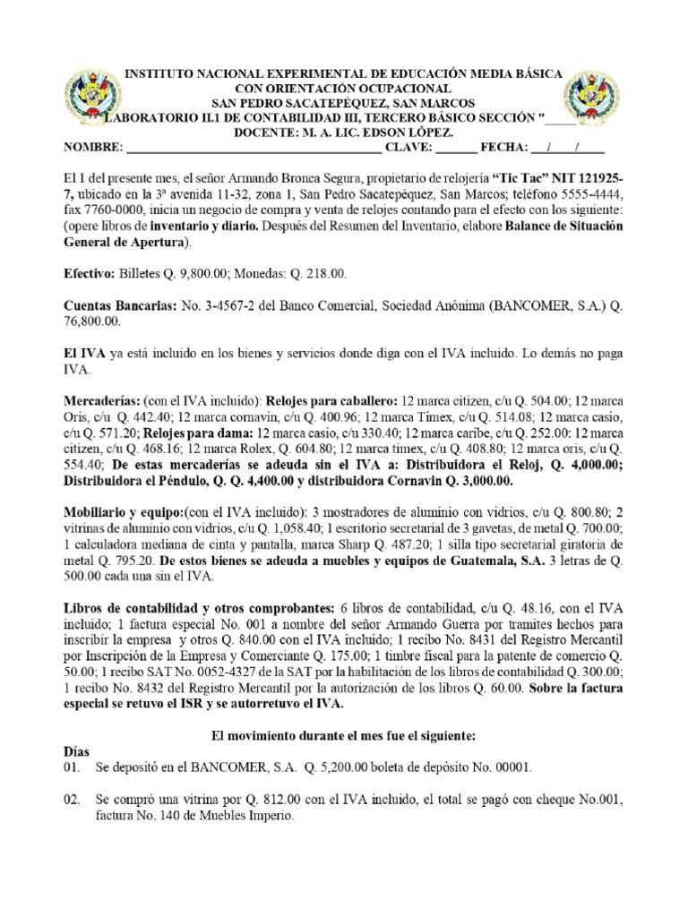 Ejercicios De Libro Diario Pdf