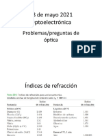 9 Problemas y Preguntas de Óptica