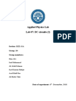 Applied Physics Lab Lab 07: DC Circuits (2) : Section: BEE-10A Group: B4 Group Members