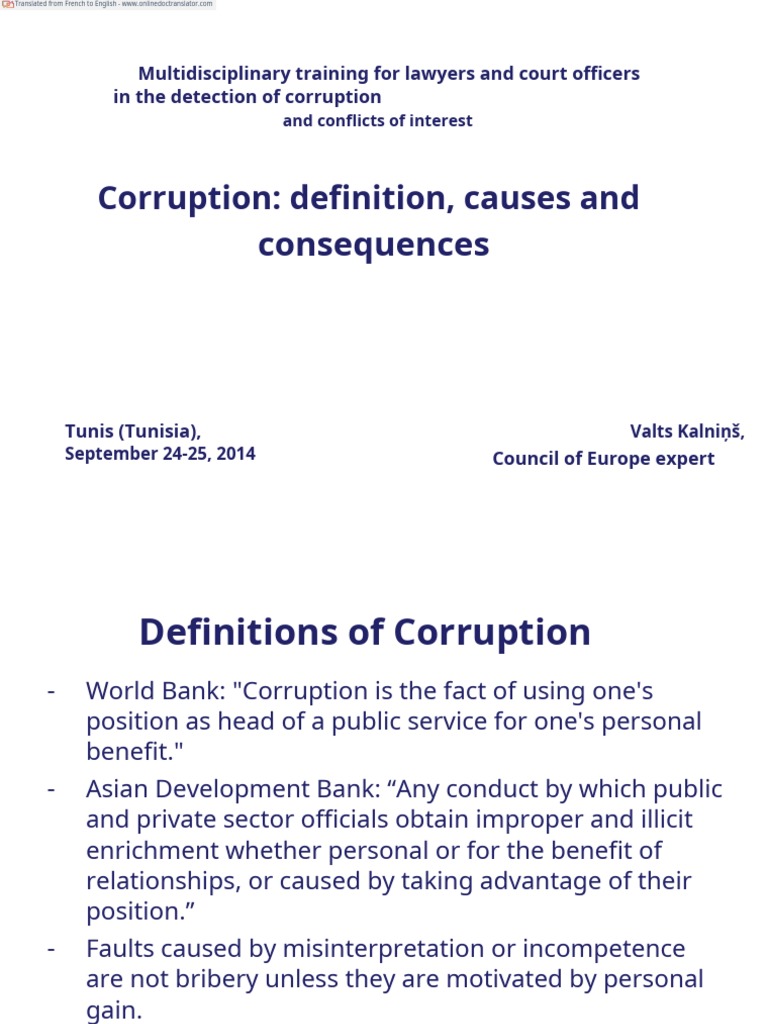 Corruption Definition, Causes And Consequences PDF Corruption