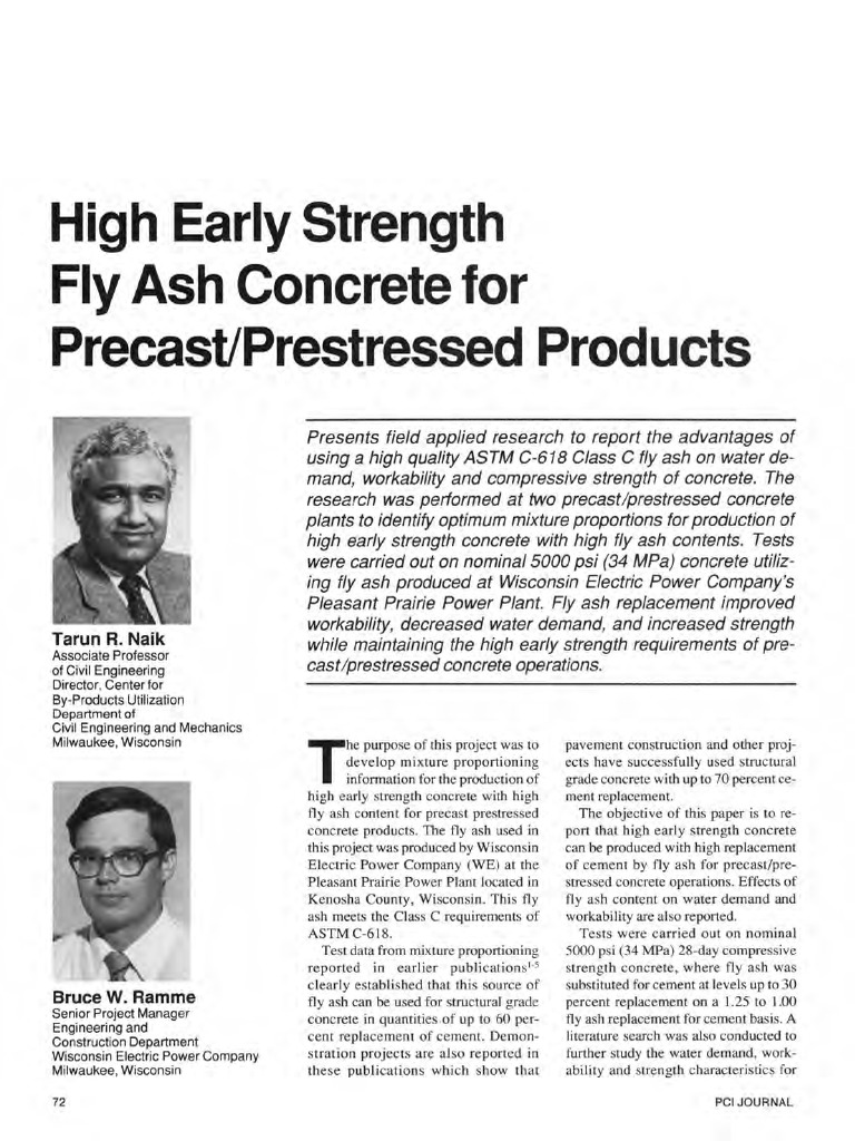 High Early Strength Fly Ash Concrete For Precast Prestressed Products ...