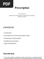 Prescription: Dr. Dinesh Kumar Department of Pharmaceutical Engineering & Technology, IIT (BHU), Varanasi