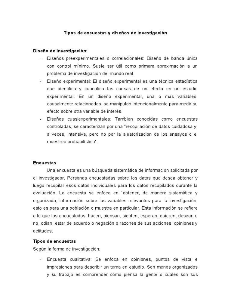 Tipos de Encuestas y Diseños de