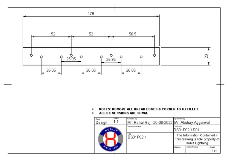 Notes: Remove All Break Edges & Corner To 0.2 Fillet All Diemensions ...