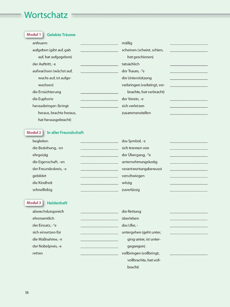 Aspekte Neu B1 Plus Arbeitsbuch Wortschatz | PDF