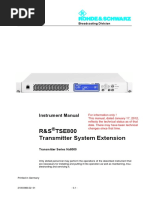 R&S TSE800 Transmitter System Extension: Instrument Manual