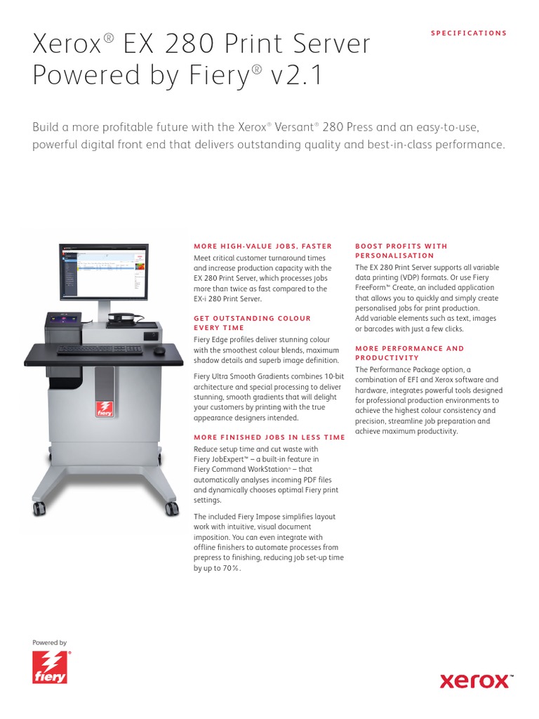 Xerox® EX 280 Print Server Spec Sheet | PDF | Microsoft Windows