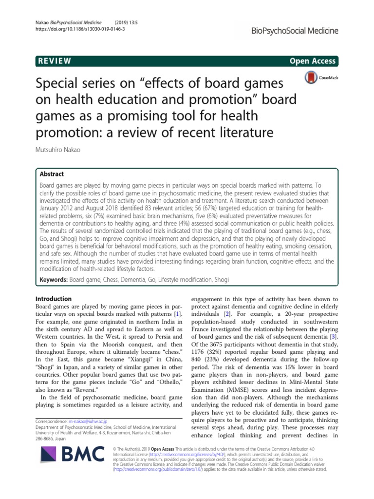 Special Series On Effects of Board Games On Health | PDF | Functional ...