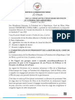 Compte Rendu de La Cinquante Cinquieme Reunion Du Conseil Des Ministres Du Vendredi 27 Mai 2022