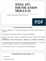 ENGL 157: Communication Skills (I) : Lecture 4: Research Paper & Peer-To-Peer Review