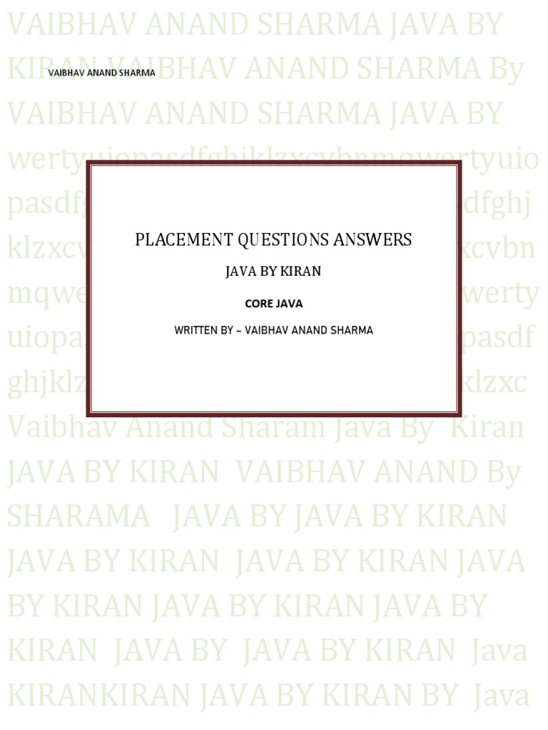 Java Placement Questions by Kiran | PDF | Method (Computer Programming ...
