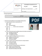 Listening/Oral Comprehension Test 10 Grade 2021/2022 Name: - Number: - Class: - Date