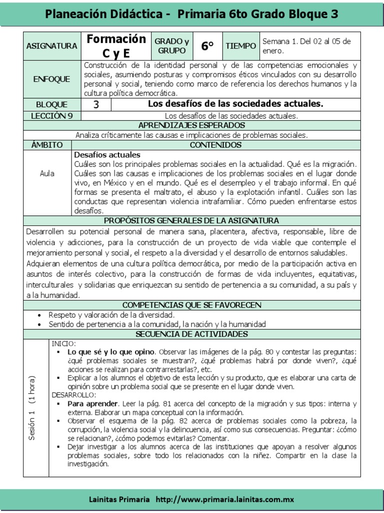 Plan De Estudios 6To Grado | PLAN CURRICULAR DEL SEXTO GRADO DE ...