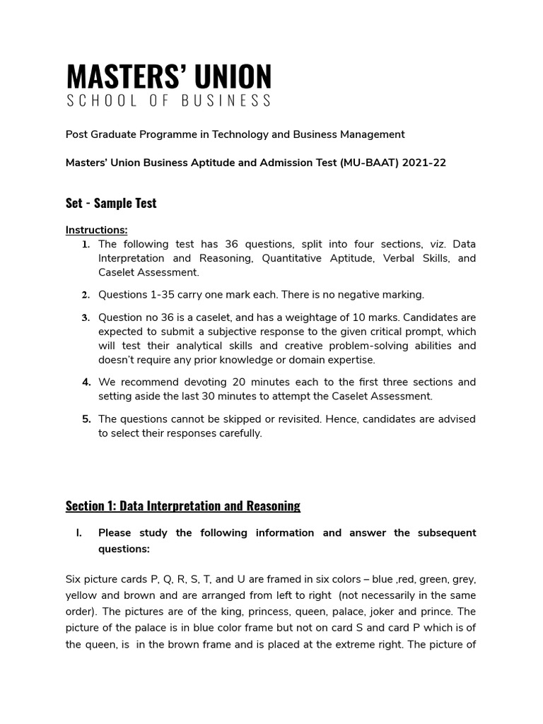 Post graduate programme in technology and business management masters
