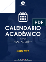 CALENDARIO ACADEMICO SAN AGUSTÍN JULIO 2022