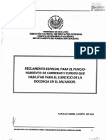 Reglamento de Funcionamiento de Carreras Docencia El Salvador