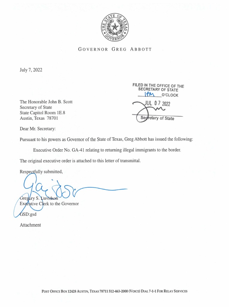 Governor Greg Abbott's Executive Order | PDF | United States Law ...