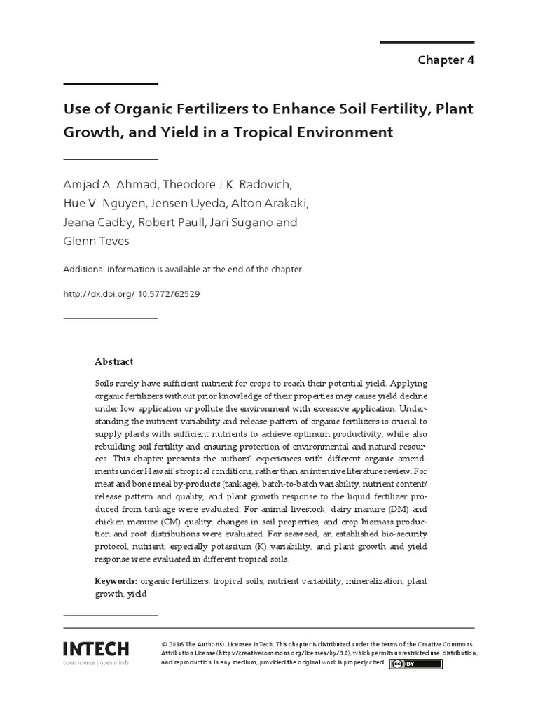 4.use of Organic Fertilizers To Enhance Soil Fertility, Plant Growth
