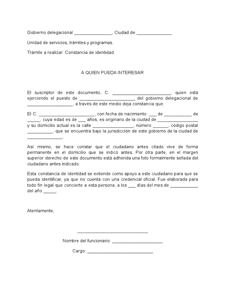Constancia de Identidad Formato General1 PDF