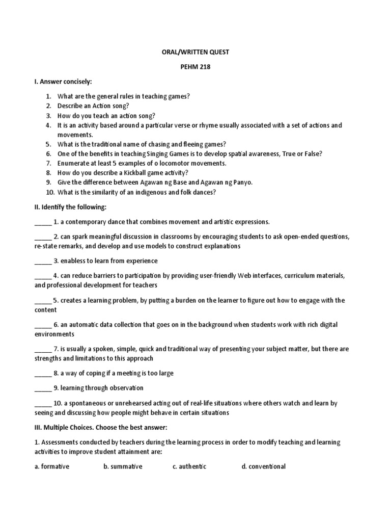 Wriiten Quiz PDF Educational Assessment Behavior Modification