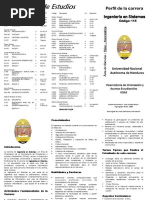 Plan De Estudios De Ingenieria En Sistemas Unah Ciencias De La