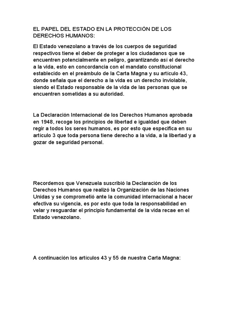 El Estado y la Protección de DDHH en Venezuela | PDF | Derechos humanos ...