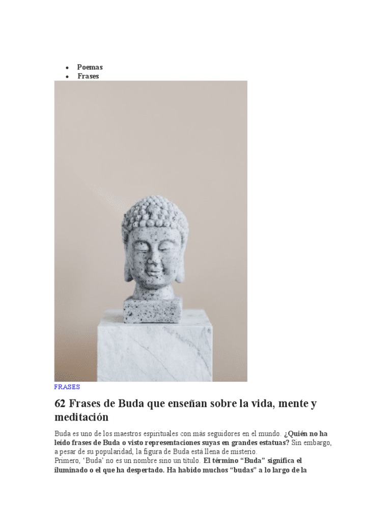 62 Frases de Buda sobre Vida y Meditación | PDF | Gautama Buddha