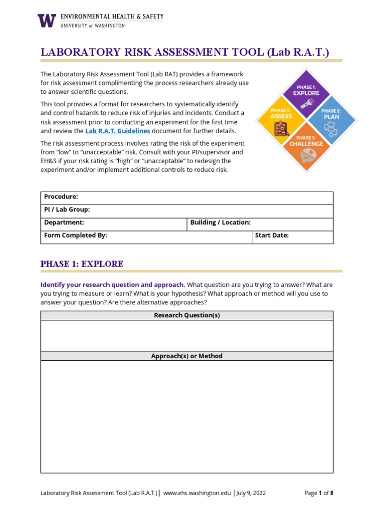 Laboratory Risk Assessment Tool PDF Laboratories Personal