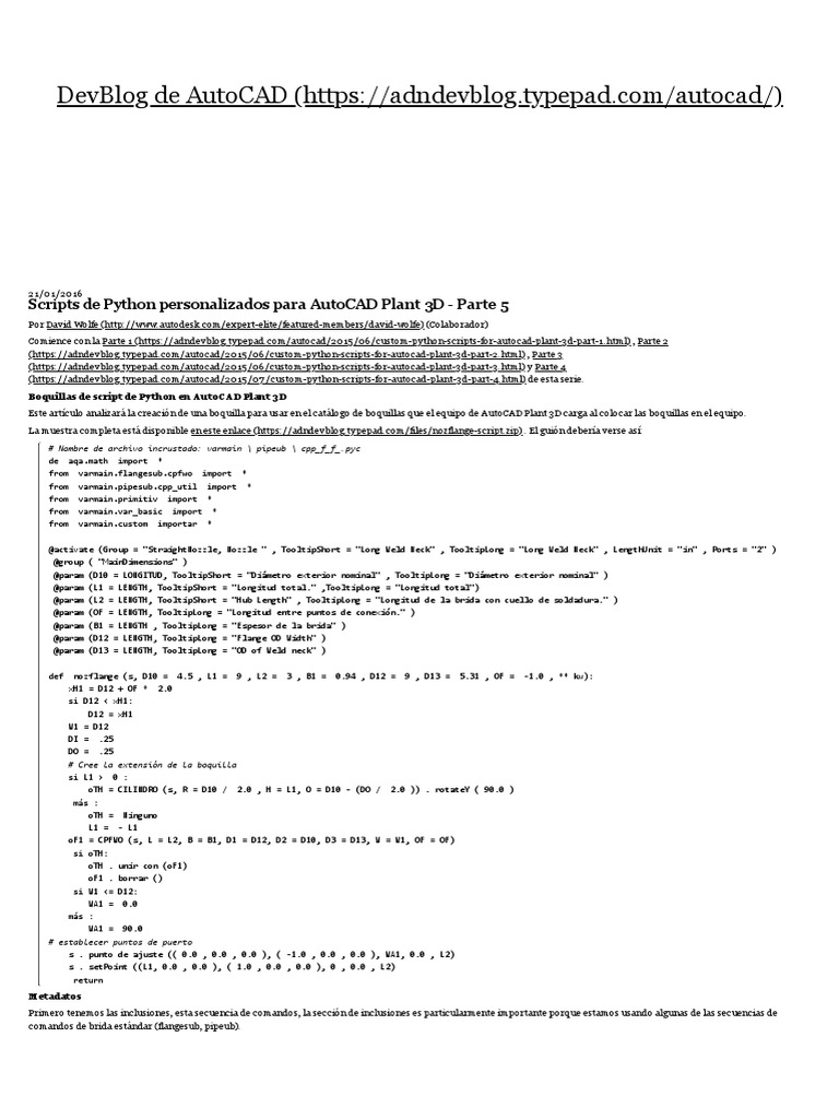 Custom Python Scripts For AutoCAD Plant 3D Part 5 - Boquilla ...