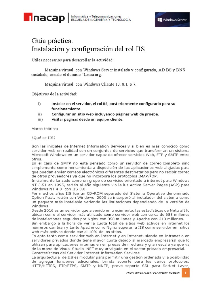 Instalación y Configuración de IIS | PDF | Servicios de Información de ...