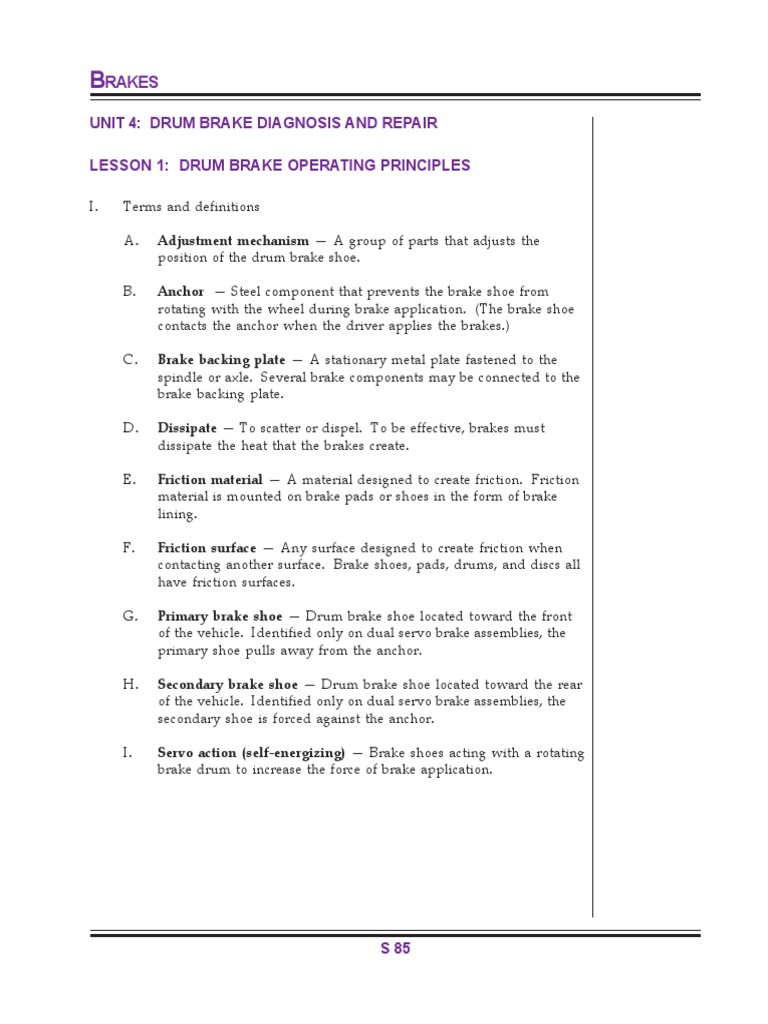 Drum Brake Operating Principles PDF Brake Vehicle Parts
