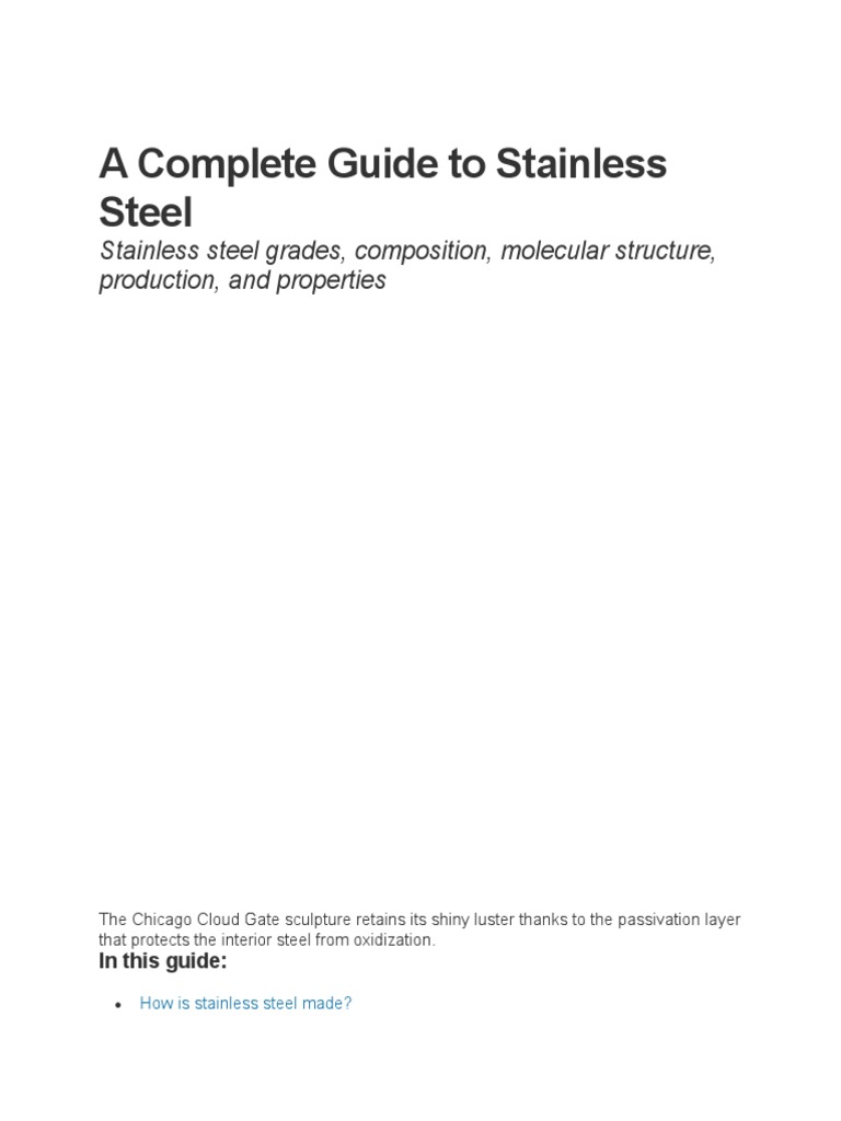 Comprehensive Stainless Steel Guide | PDF | Stainless Steel | Steel