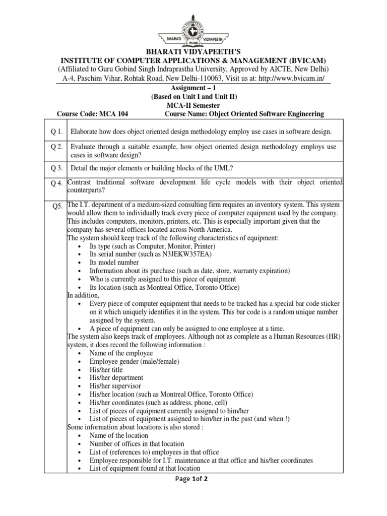 Assignment - 1 Based On Unit I and Unit II - 1 | PDF | Use Case ...